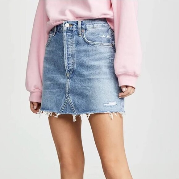 Agolde Hi Rise Quinn Miniskirt Size 23 - Picture 3 of 4